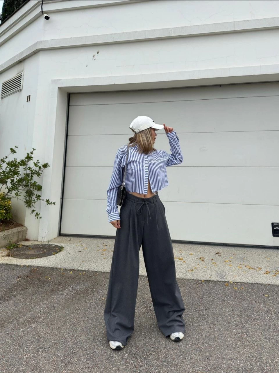 Luviroli Bağcıklı Palazzo Bol Paça Pantolon - Gri