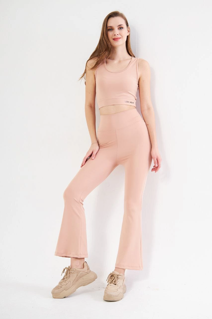 Luviroli Dalgıç Yüksel Bel İspanyol Paça Tayt - Bej