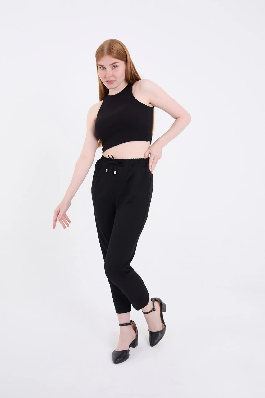 Luviroli Kadın Tam Kalıp Basic Eşofman Pantolon - Siyah