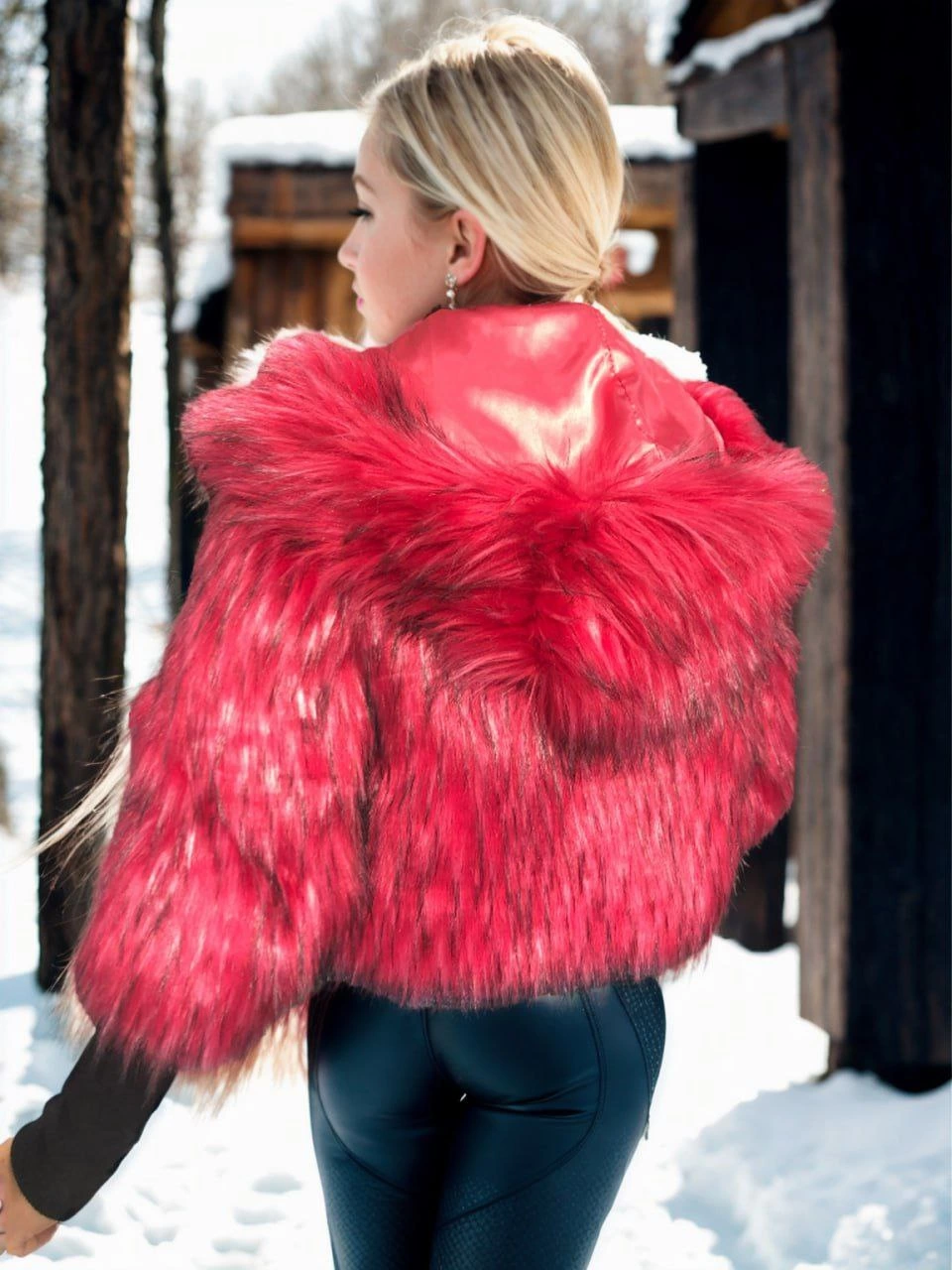 Luviroli Kadın Uzun Kollu Kürk - Bordo