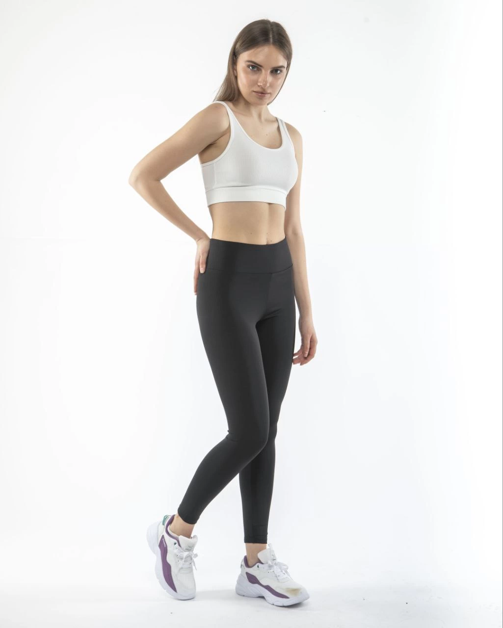 Luviroli Kadın Yüksek Bel Geniş Kemer Dalgıç Tayt - Siyah