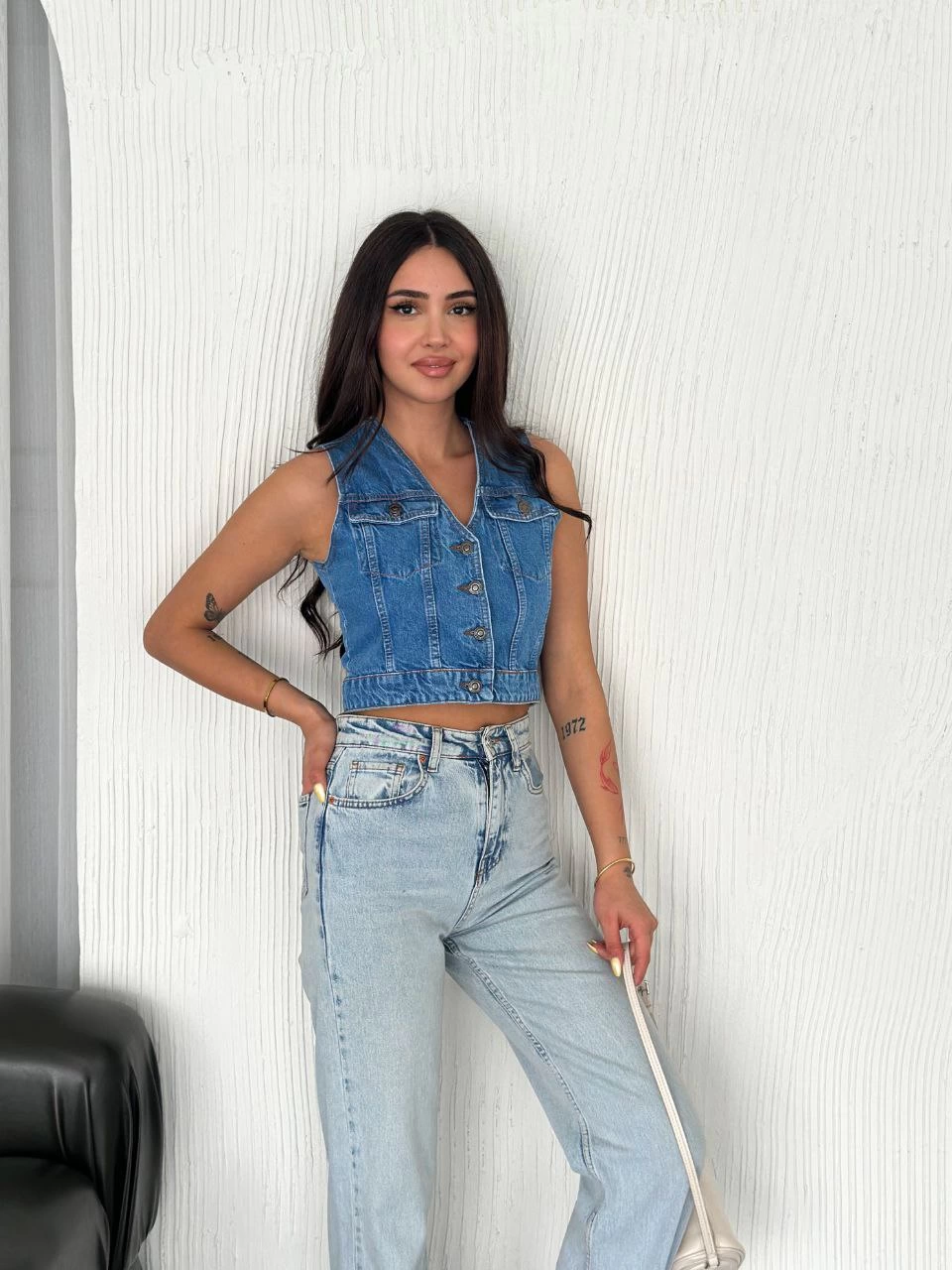 Luviroli Kot Jeans Kadın Yelek - Mavi