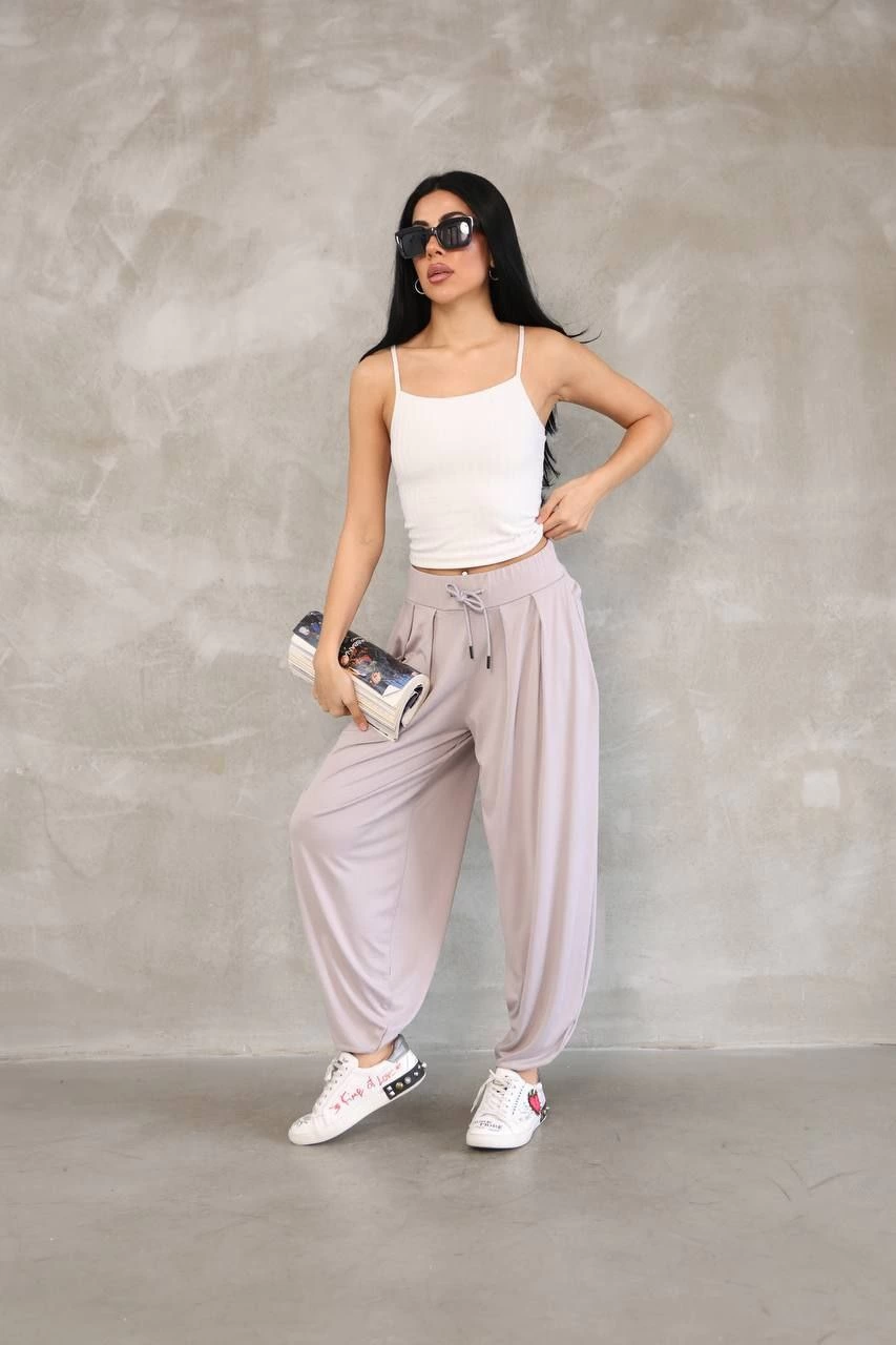 Luviroli Osy Modal Yumuşak Dokulu Kumaş Şalvar Pantalon - Bej