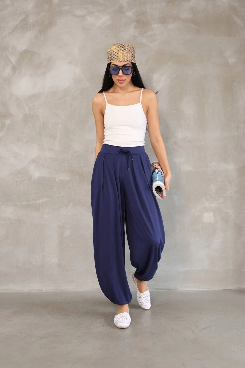 Luviroli Osy Modal Yumuşak Dokulu Kumaş Şalvar Pantalon - Lacivert