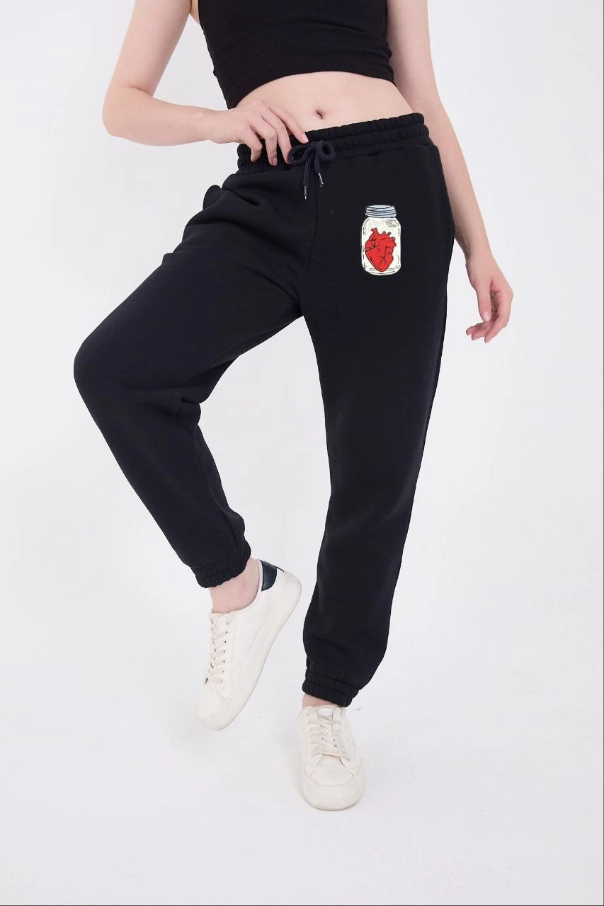 Luviroli Üç İplik Lastikli Baskılı Eşofman Pantolon - Lacivert