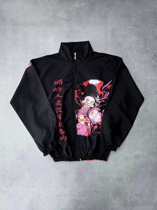 Luviroli Fermuarlı Dijital Baskılı Rüzgarlık - Siyah