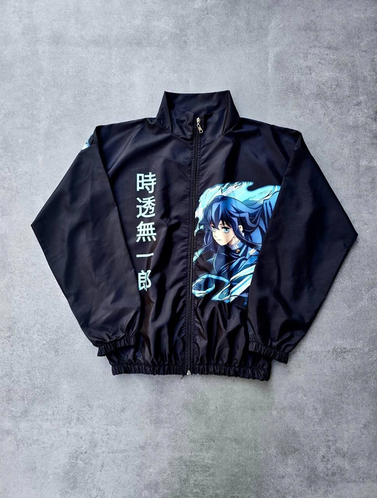 Luviroli Fermuarlı Dijital Baskılı Rüzgarlık - Siyah