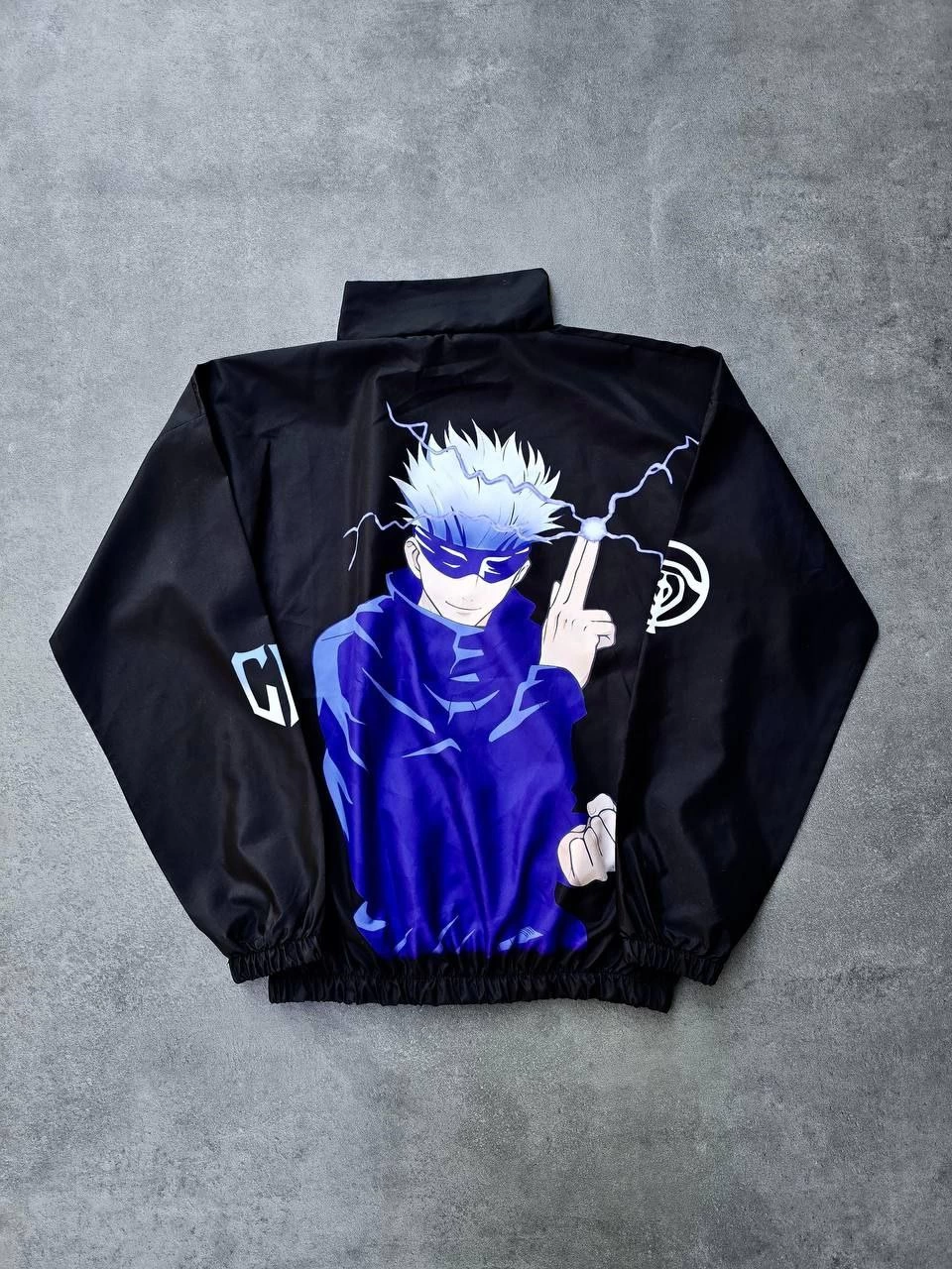 Luviroli Fermuarlı Dijital Baskılı Rüzgarlık - Siyah