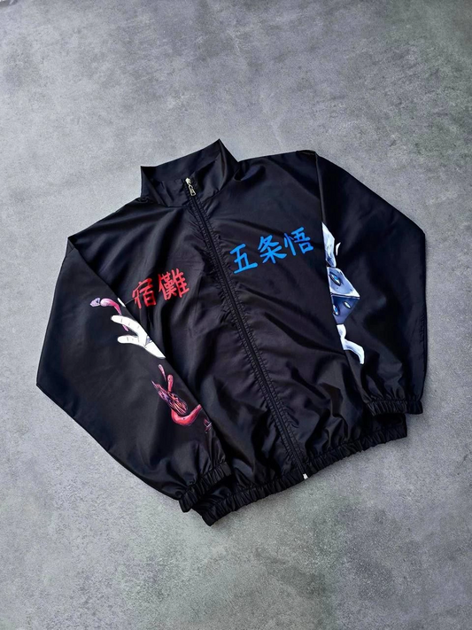 Luviroli Fermuarlı Dijital Baskılı Rüzgarlık - Siyah