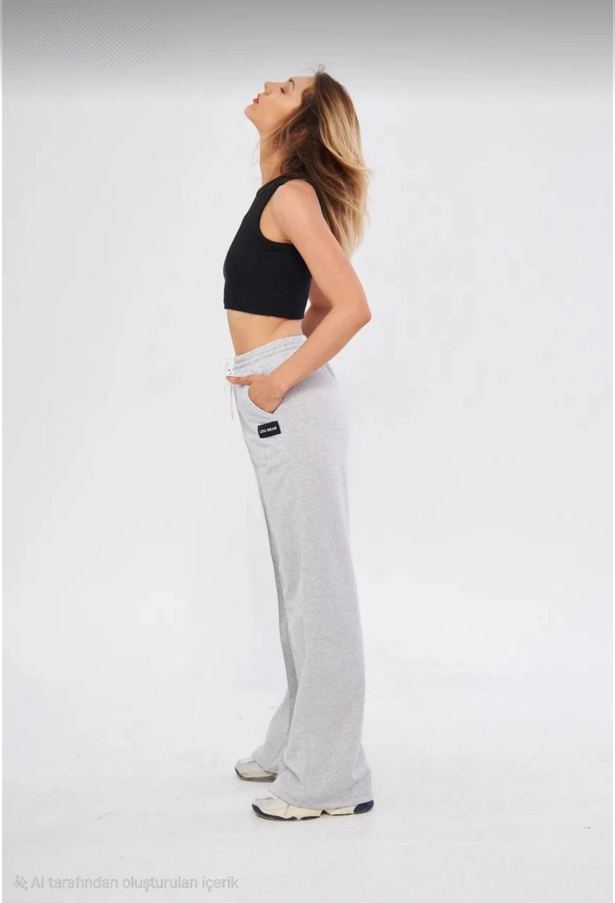 Luviroli İki iplik Bol Paça Eşofman Pantalon - Gri