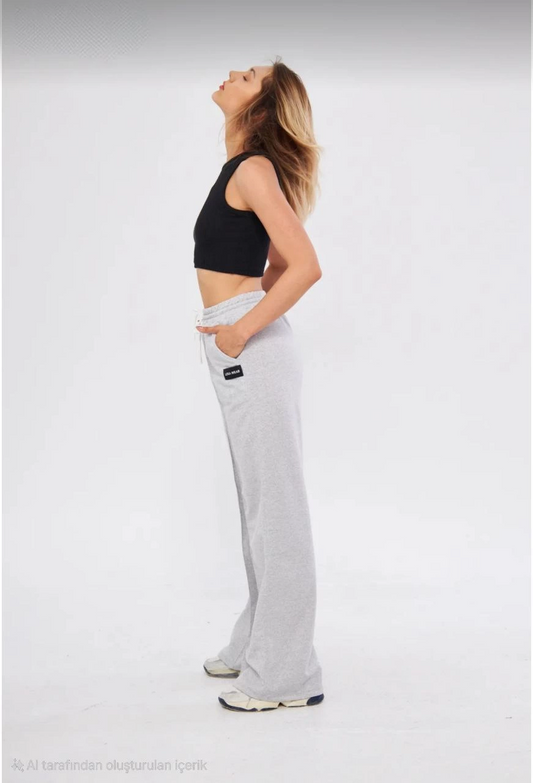 Luviroli İki iplik Bol Paça Eşofman Pantalon - Gri