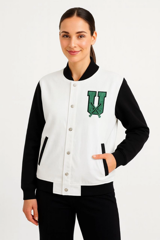 Luviroli İki İplik Nakış İşlemeli Kolej ceket - Beyaz