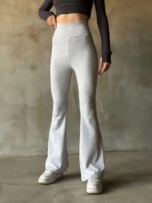 Luviroli İspanyol Paça Yüksek Bel Tayt - Gri