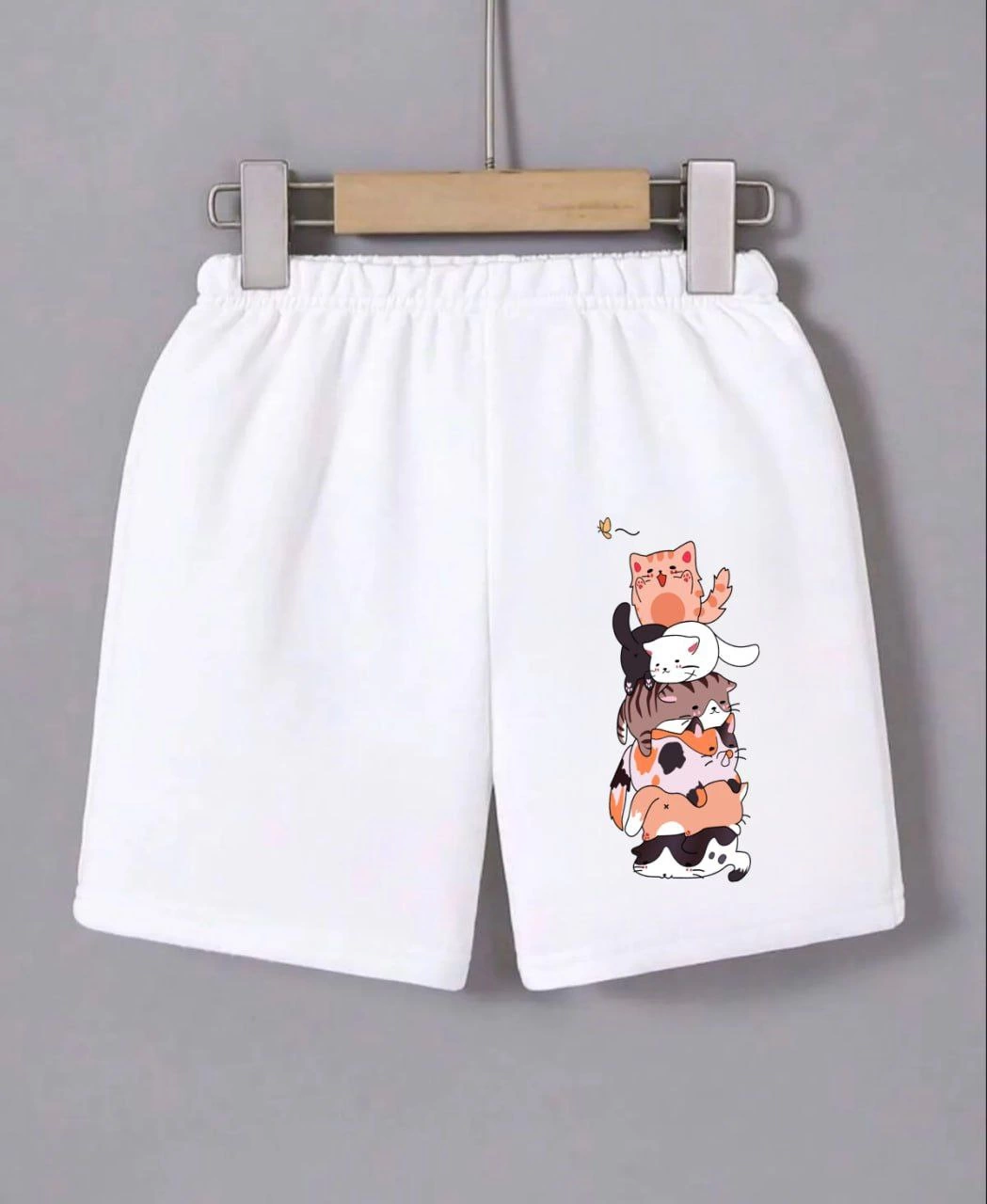 Luviroli Kadın Beli Lastikli Baskılı Mini Şort - Beyaz