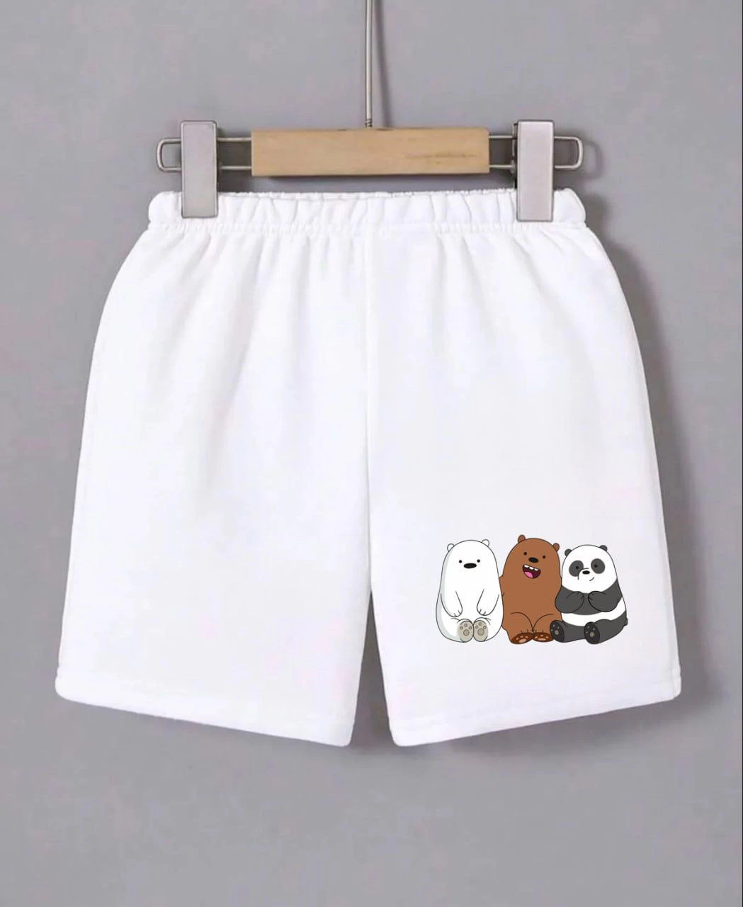 Luviroli Kadın Beli Lastikli Baskılı Mini Şort - Beyaz