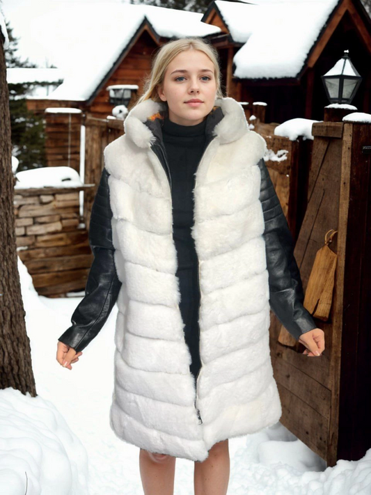 Luviroli Kadın Hakiki Deri ve Suni Kürk - Beyaz