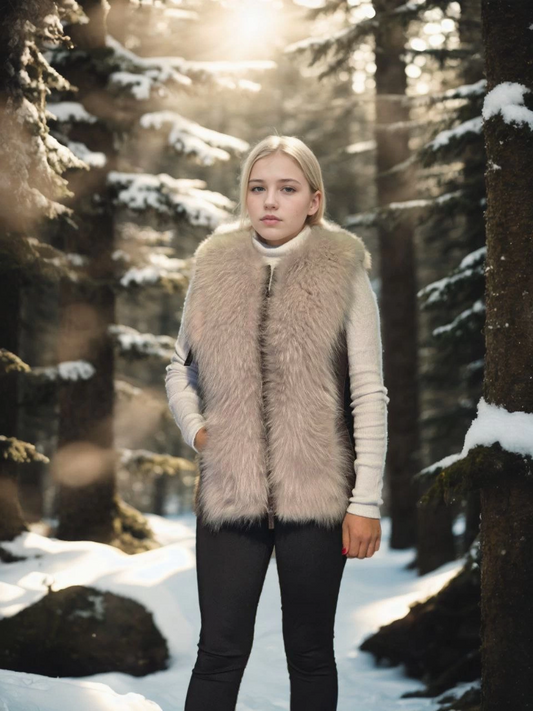 Luviroli Kadın Kolsuz Fermuarlı Yelek - Kahve