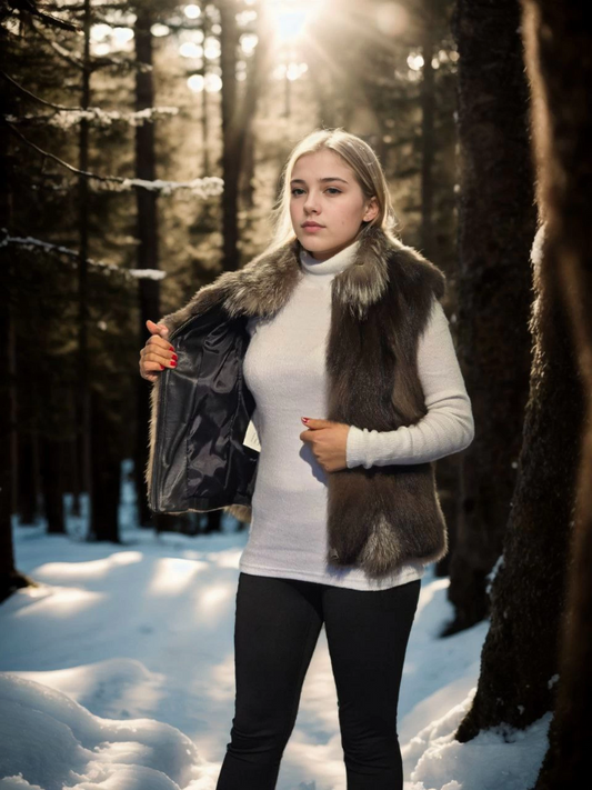 Luviroli Kadın Kolsuz Fermuarlı Yelek - Kahve