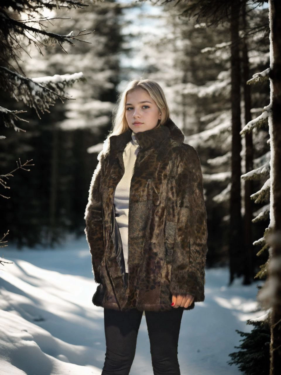 Luviroli Kadın Uzun Kollu Deri Ceket - Leopar