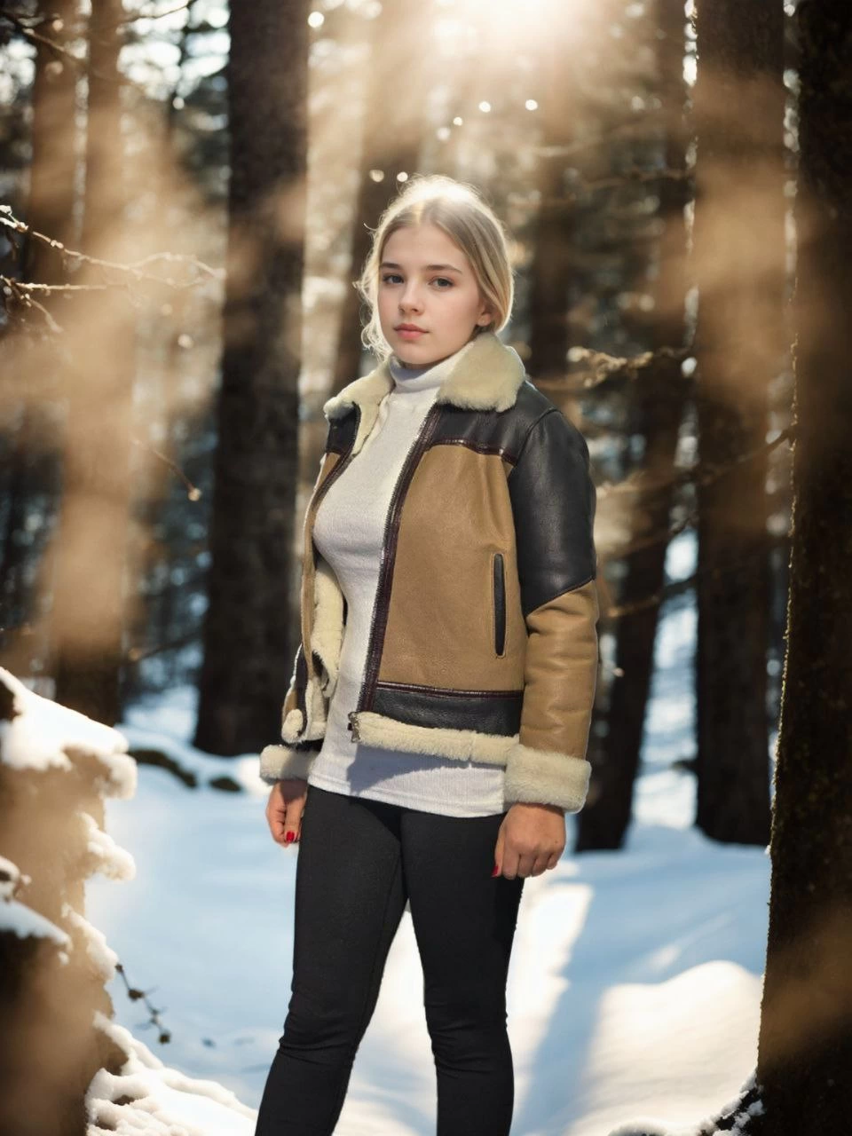 Luviroli Kadın Uzun Kollu Yakalı Hakiki Kürk - Kahve