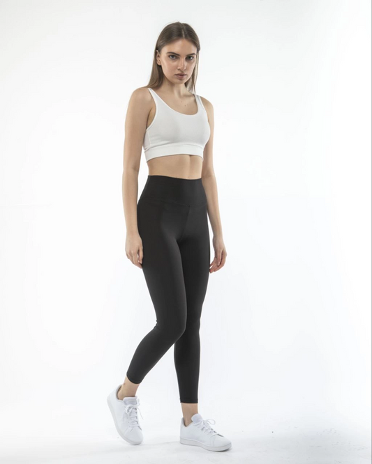 Luviroli Kadın Yüksek Bel Sporcu Düz Tayt - Siyah