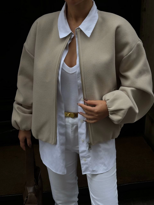 Luviroli Kaşe Kaşmir Fermuarlı CEKET - Bej