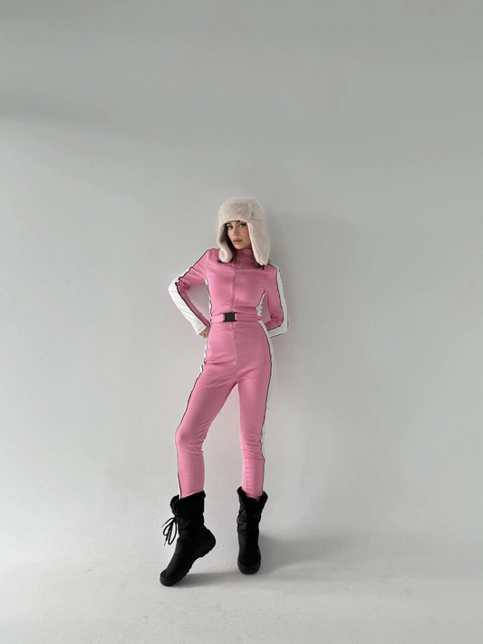 Luviroli Kemer Detaylı Fermuarlı Tulum - Pembe