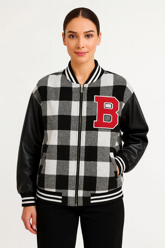 Luviroli Kolları Suni Deri içi Astarlı Oduncu Kolej içi Ceket - Gri