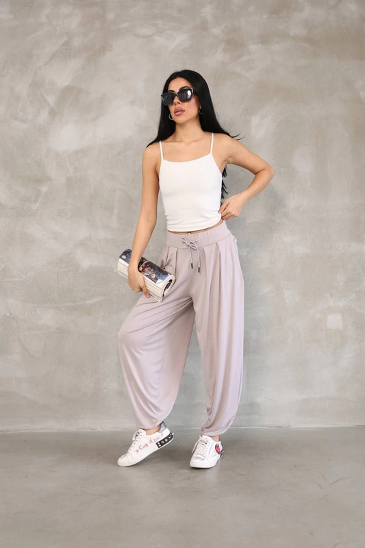 Luviroli Osy Modal Yumuşak Dokulu Kumaş Şalvar Pantalon - Bej