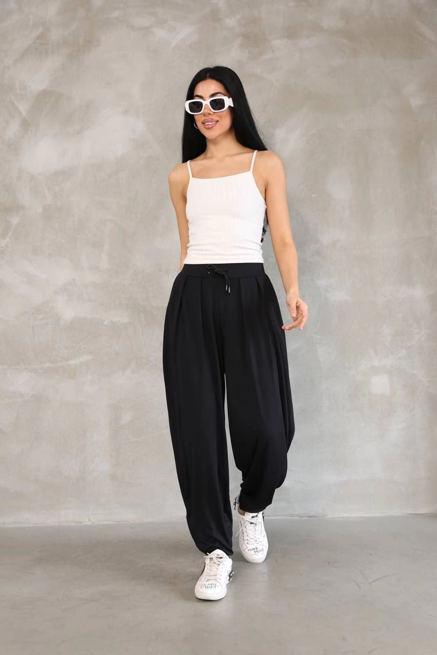 Luviroli Osy Modal Yumuşak Dokulu Kumaş Şalvar Pantalon - Siyah