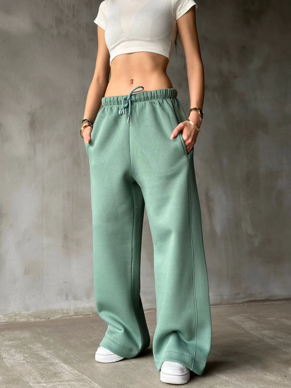 Luviroli Palazzo Bol Paça Eşofman Pantolon - Yeşil