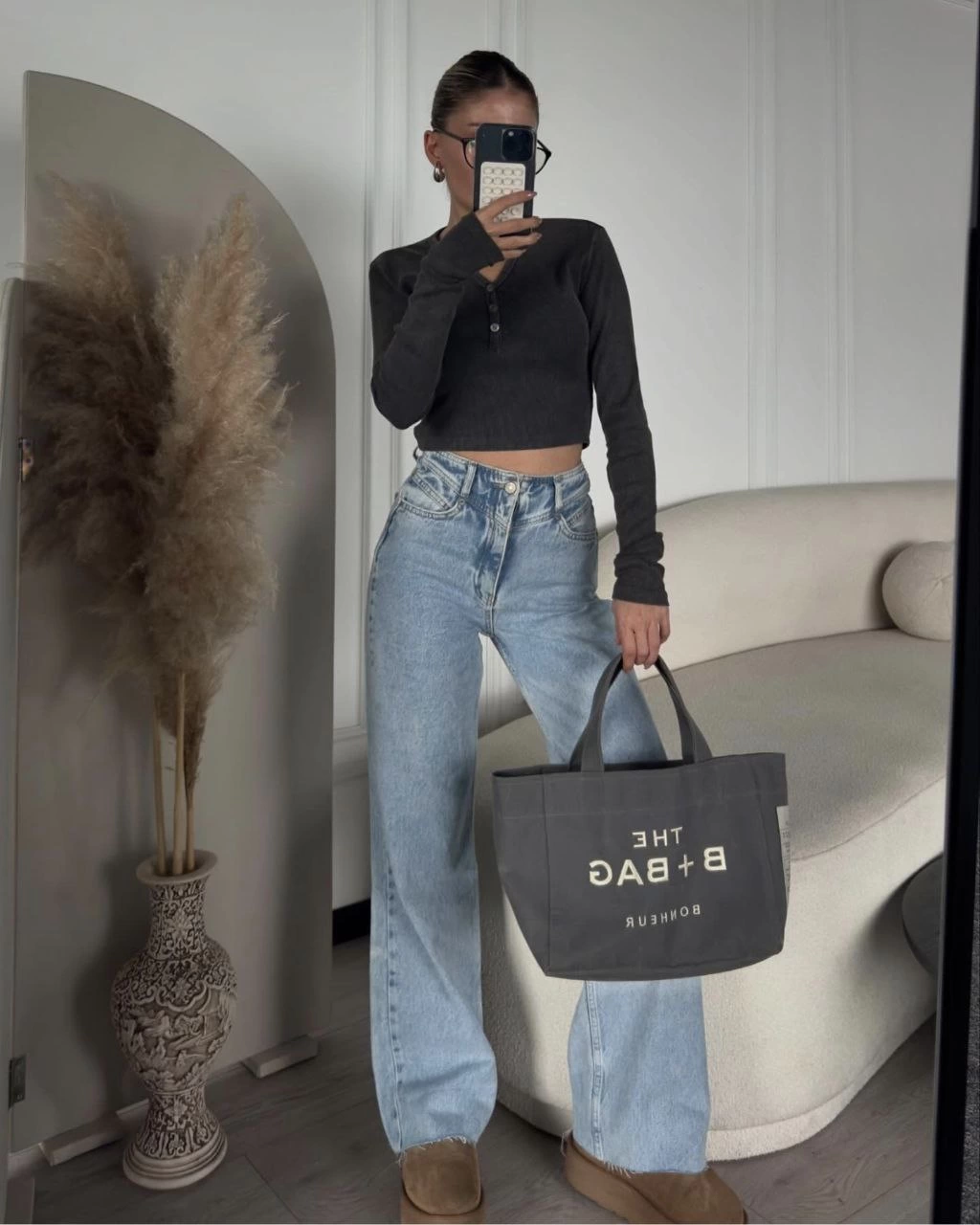 Luviroli Düğme Detaylı Yıkamalı Crop