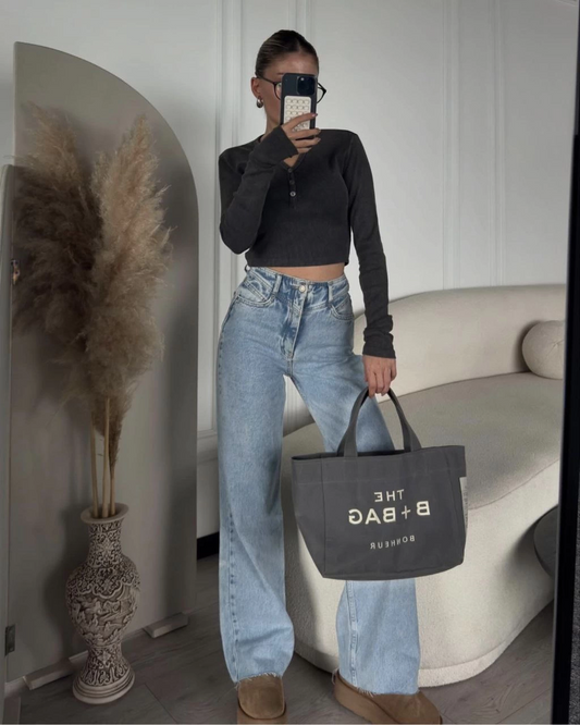 Luviroli Düğme Detaylı Yıkamalı Crop