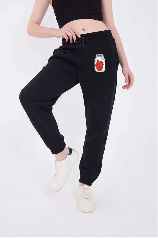 Luviroli Üç İplik Lastikli Baskılı Eşofman Pantolon - Lacivert