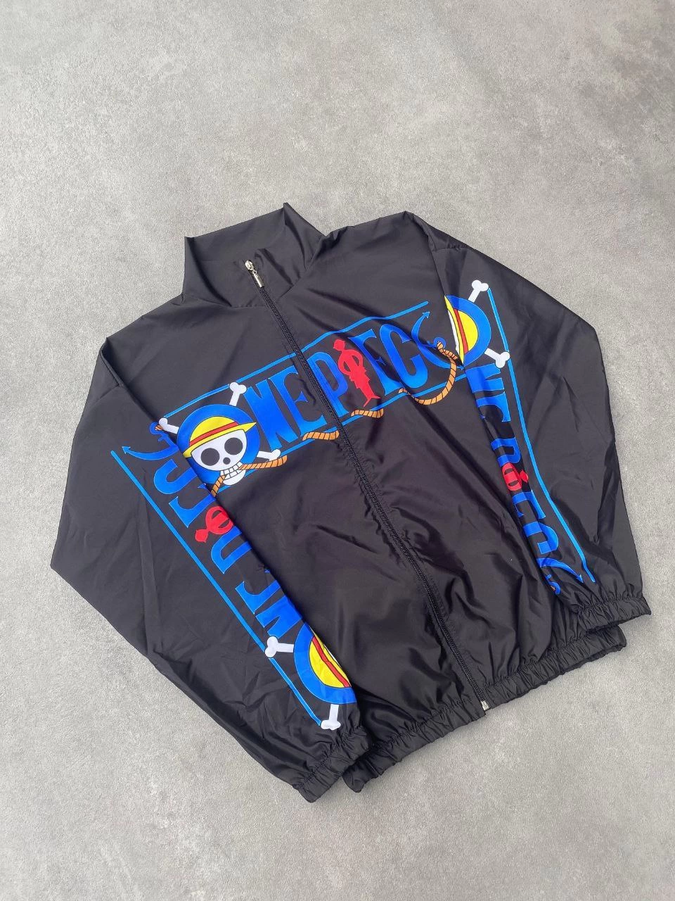 Luviroli Unisex Fermuarlı Dijital Baskılı Rüzgarlik - Siyah