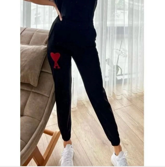 Luviroli Unisex İki İplik Baskılı Oversize Eşofman Altı - Siyah