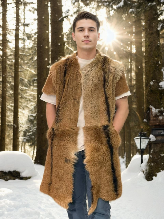 Luviroli Unisex Kolsuz Uzun Yelek - Kahve